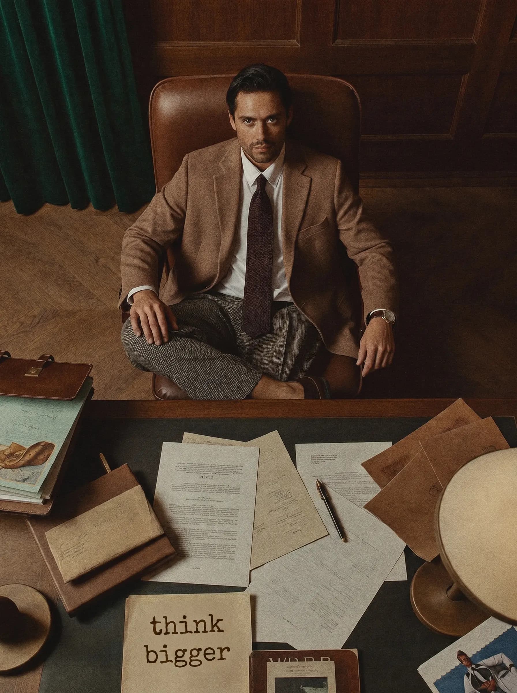 Entrepreneur ambitieux à son bureau, l'état d'esprit The Address